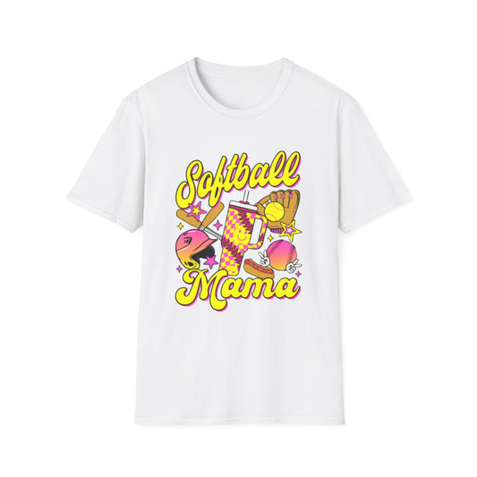 Softball Mama T-Shirt — Retro Glitter Softball Mom Tee