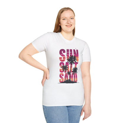 Sun, Salt & Sand T-Shirt — Tropical Palm Sunset Beach Tee